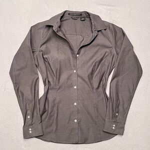 eddie bauer grey button up shirt
